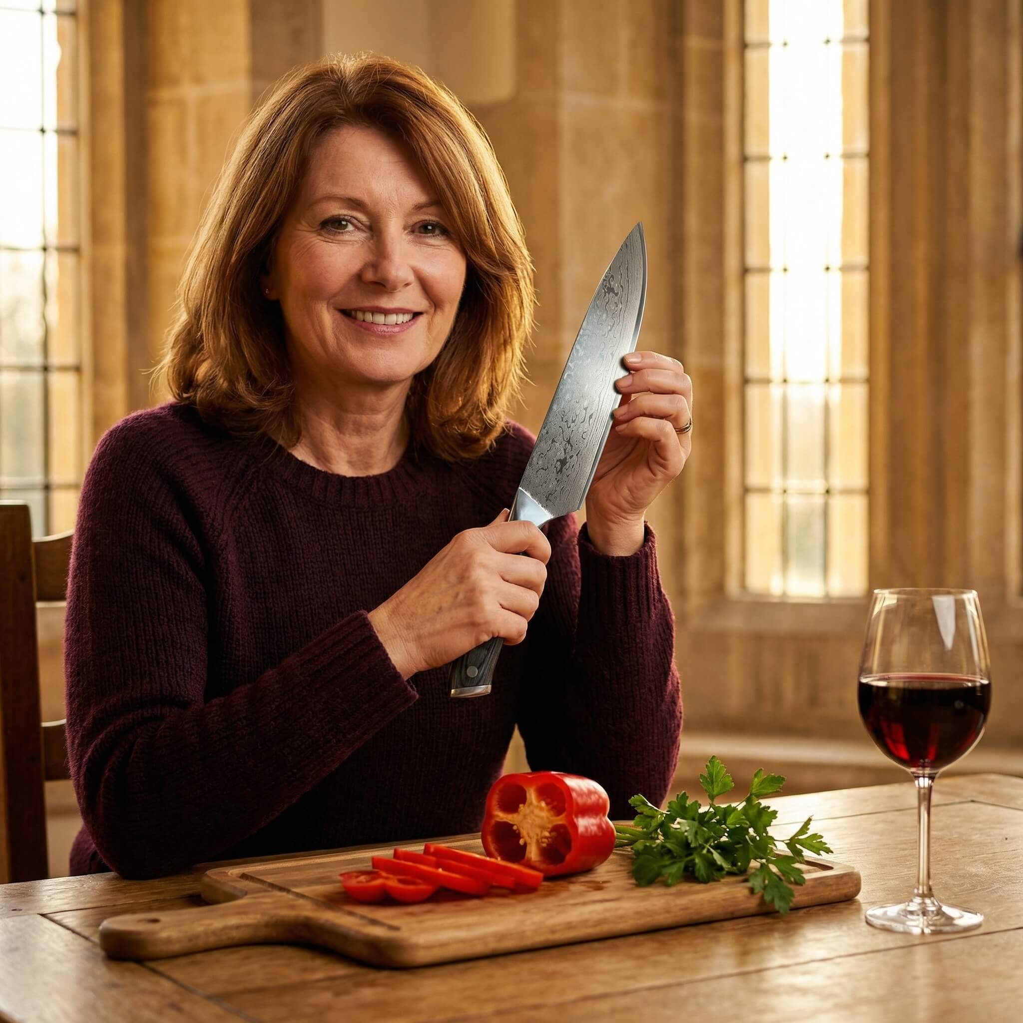 Handgeschmiedetes Damastmesser